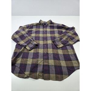 Viyella Shirt Mens XL Purple Green Plaid Button Down Long Sleeve Cotton Wool
